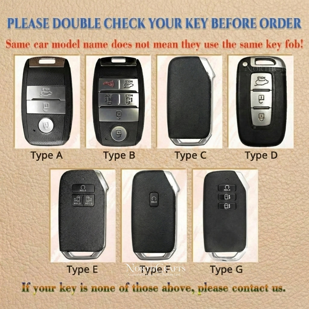 Leather Key Fob Cover for Hyundai Kia 2020-2024 Models | NorthCrafts