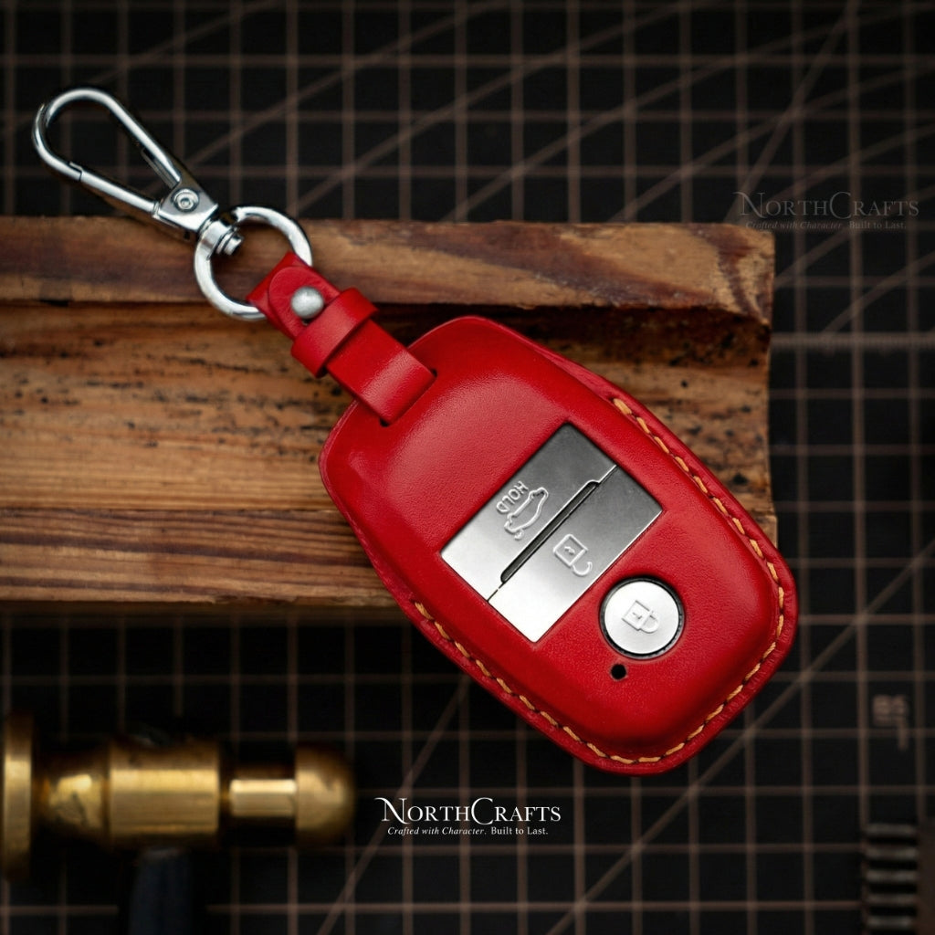 Leather Key Fob Cover for Hyundai Kia 2020-2024 Models | NorthCrafts