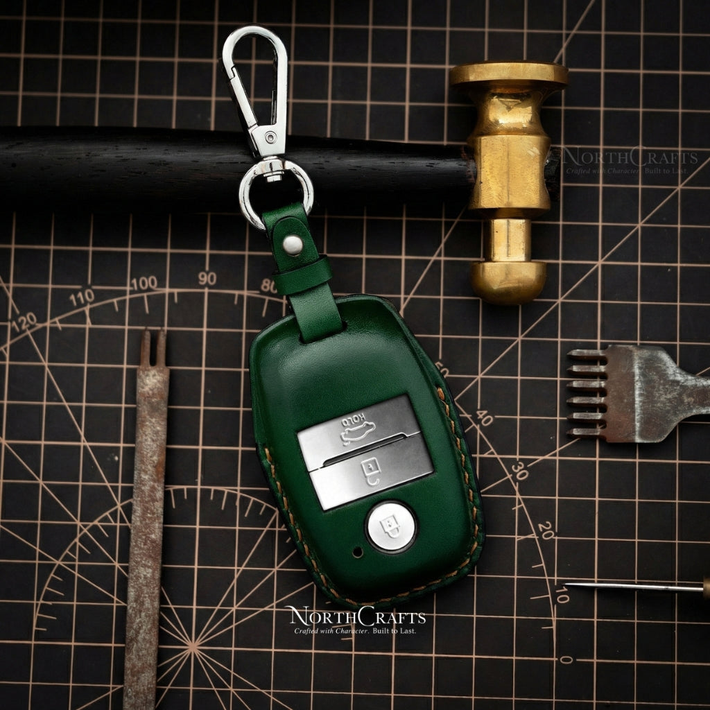 Leather Key Fob Cover for Hyundai Kia 2020-2024 Models | NorthCrafts