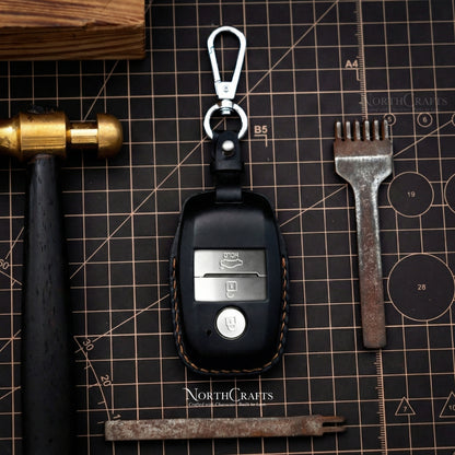 Leather Key Fob Cover for Hyundai Kia 2020-2024 Models | NorthCrafts