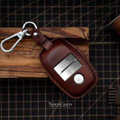 Leather Key Fob Cover for Hyundai Kia 2020-2024 Models | NorthCrafts