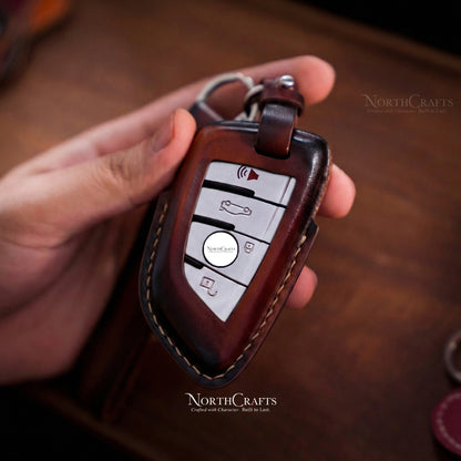 Leather Key Fob Cover with Strap and Initial Charm for BMW X1, X2, X3, X5, X6 & 7 Series – Personalized Handmade – NorthCrafts | NorthCrafts