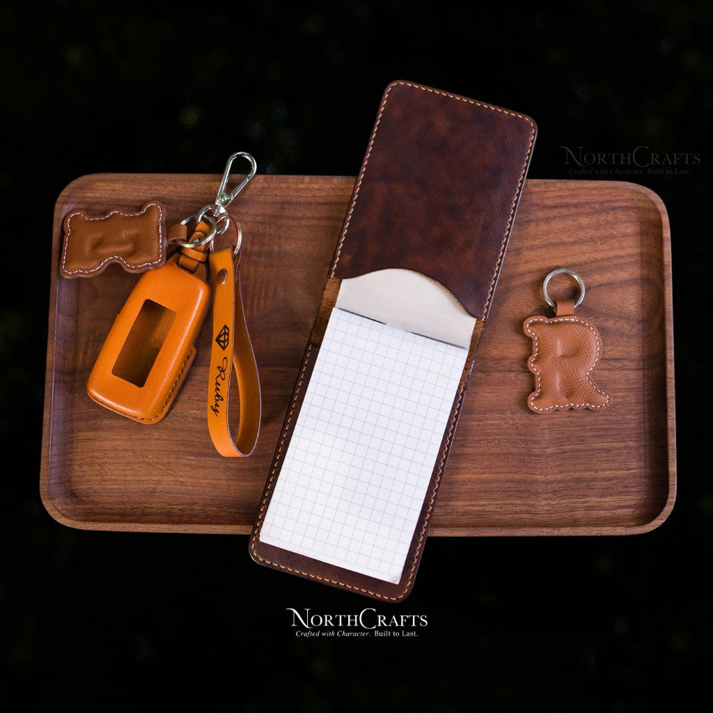 Leather Note Pad Cover for 3x5 Memo Book – Personalized Handmade – NorthCrafts | NorthCrafts