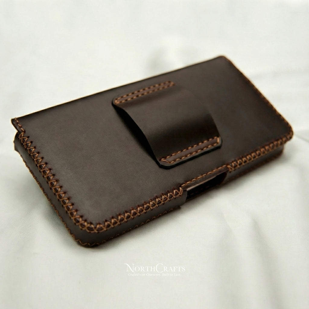 Leather Phone Case with Belt Loop for iPhone 15 Series, iPhone 16 Series & iPhone 17 Series – Personalized Handmade – NorthCrafts | NorthCrafts