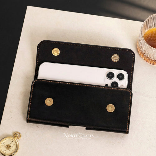 Leather Phone Pouch with Belt Loop for iPhone 17 Series, iPhone 16 Series & iPhone 15 Series – Personalized Handmade – NorthCrafts | NorthCrafts