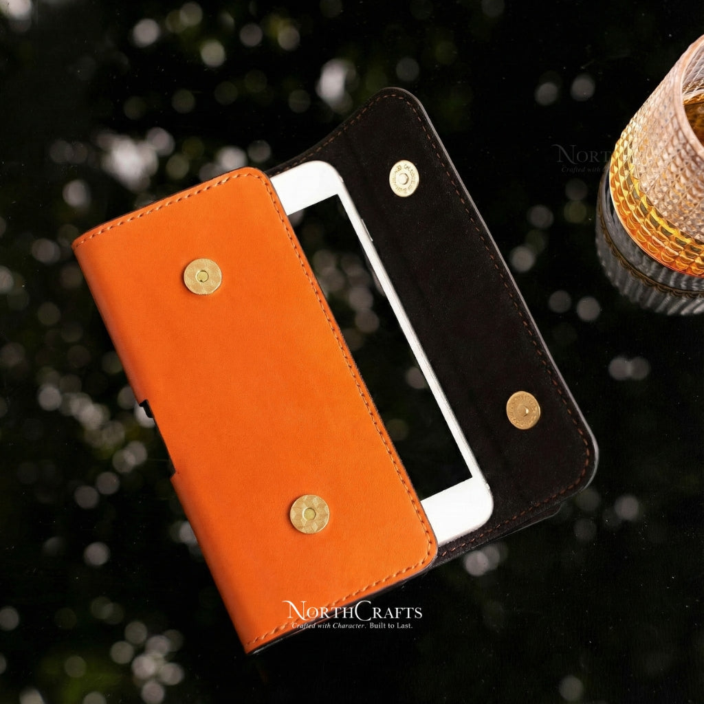 Personalized Handcrafted Leather Phone Pouch with Belt Loop for iPhone 17 Series  & iPhone 15 Series, iPhone 16 Series – NorthCrafts