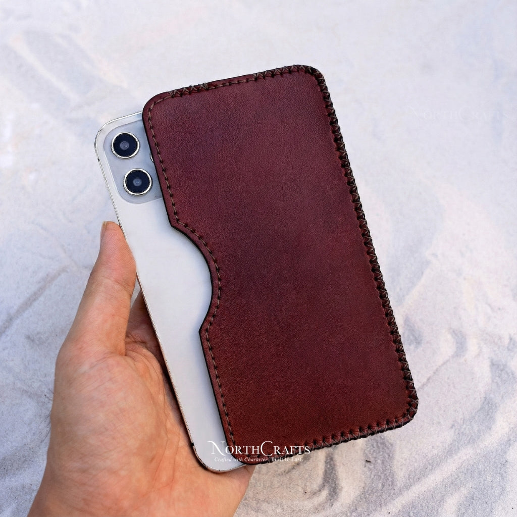 Leather Phone Sleeve for iPhone 17 Series, iPhone 16 Series & iPhone 15 Series – Personalized Handmade – NorthCrafts | NorthCrafts