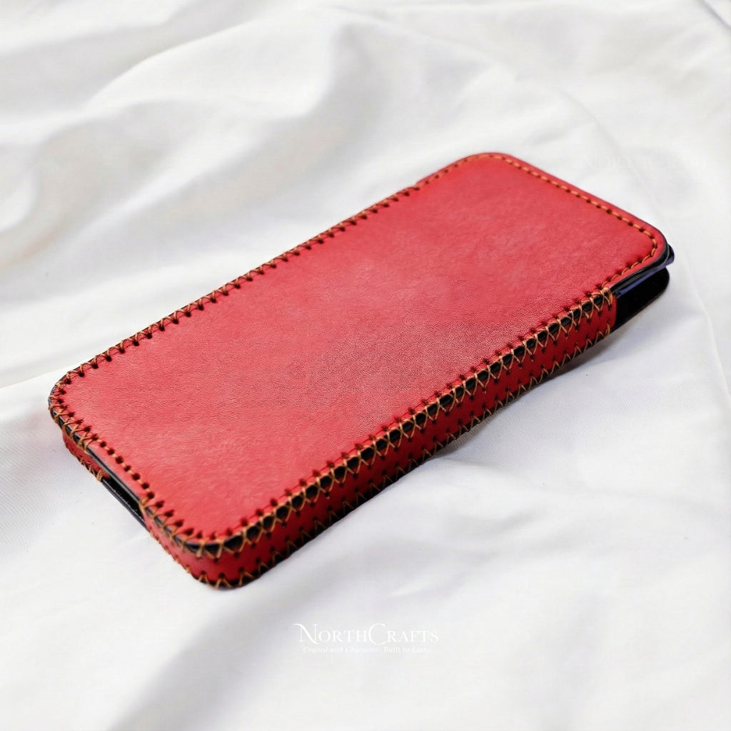 Personalized Handcrafted Leather Phone Sleeve for iPhone 15 Series, iPhone 14 Series & iPhone 13 Series – NorthCrafts