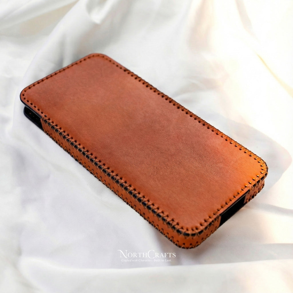 Personalized Handcrafted Leather Phone Sleeve for iPhone 15 Series, iPhone 14 Series & iPhone 13 Series – NorthCrafts