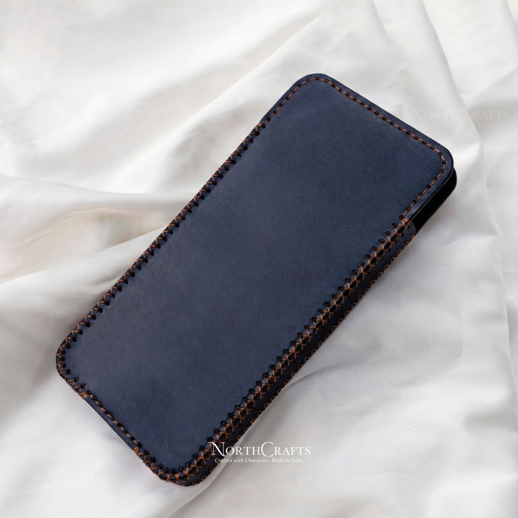 Personalized Handcrafted Leather Phone Sleeve for iPhone 15 Series, iPhone 14 Series & iPhone 13 Series – NorthCrafts