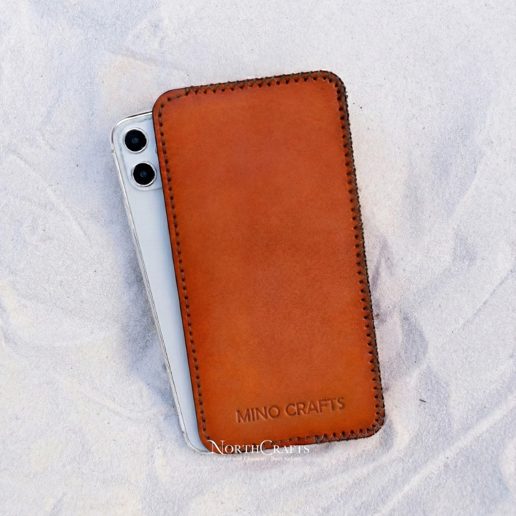 Leather Phone Sleeve for iPhone 17 Series, iPhone 16 Series & iPhone 15 Series – Personalized Handmade – NorthCrafts | NorthCrafts