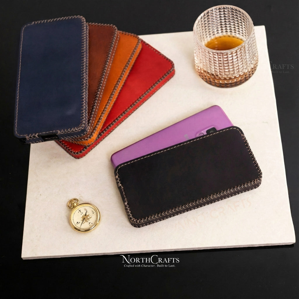 Leather Phone Sleeve for iPhone 17 Series, iPhone 16 Series & iPhone 15 Series – Personalized Handmade – NorthCrafts | NorthCrafts