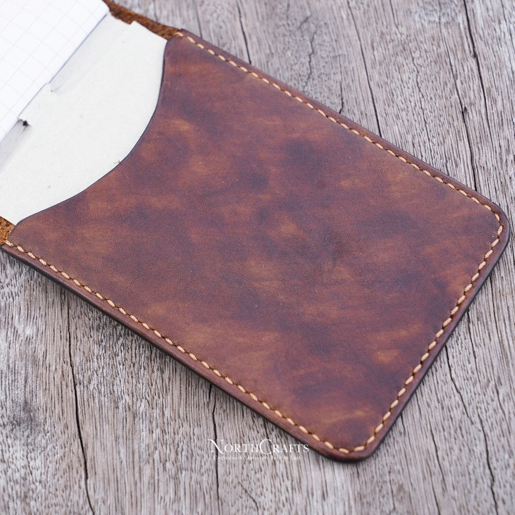 Leather Pocket 3x5 Memo Book Cover – Personalized Handmade – NorthCrafts | NorthCrafts