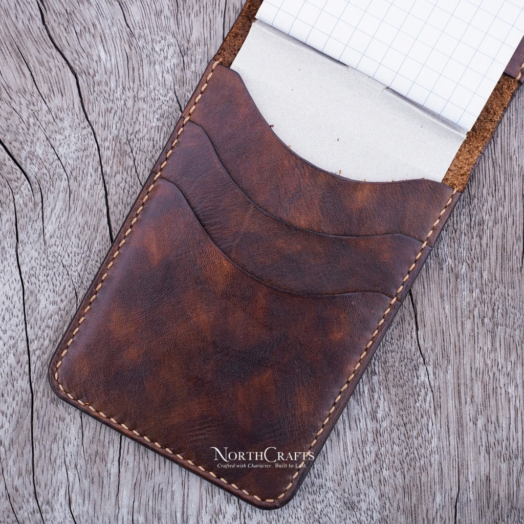 Leather Pocket 3x5 Memo Book Cover – Personalized Handmade – NorthCrafts | NorthCrafts