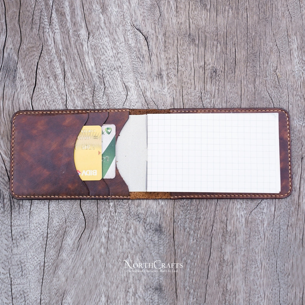 Leather Pocket 3x5 Memo Book Cover – Personalized Handmade – NorthCrafts | NorthCrafts