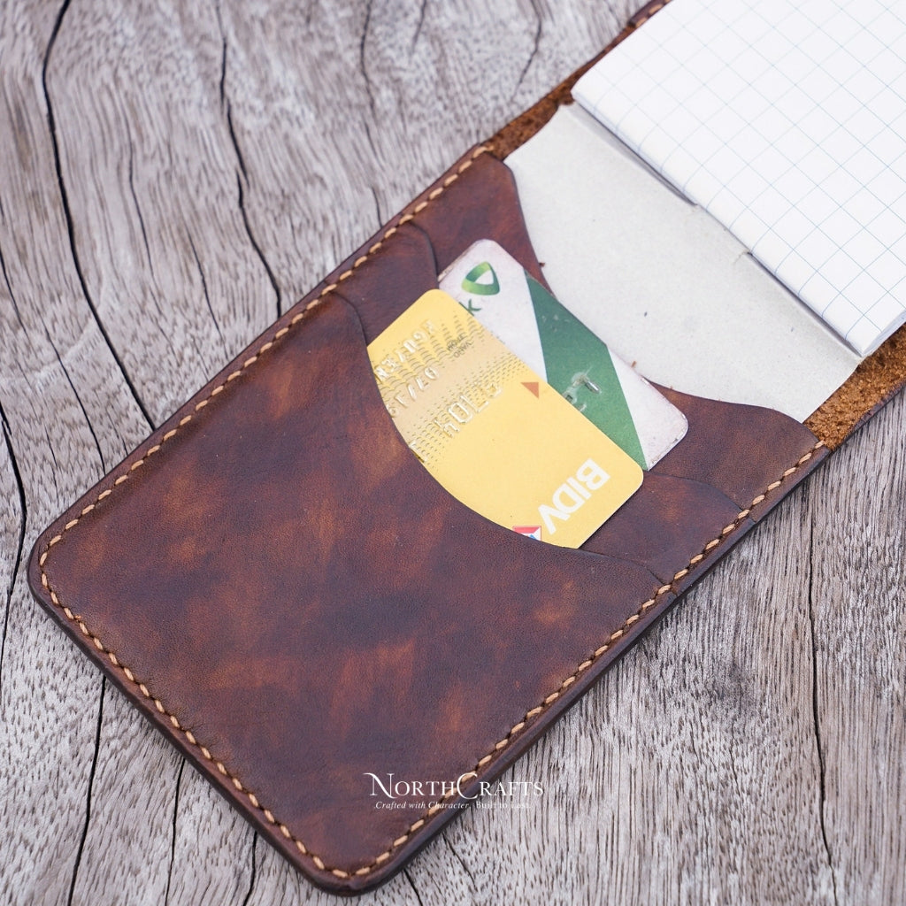 Leather Pocket 3x5 Memo Book Cover – Personalized Handmade – NorthCrafts | NorthCrafts