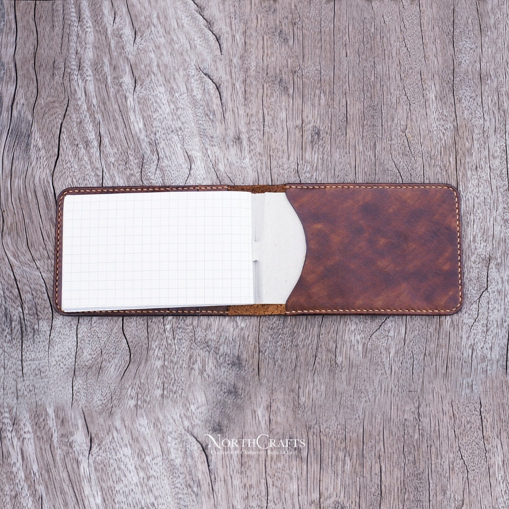 Leather Pocket 3x5 Memo Book Cover – Personalized Handmade – NorthCrafts | NorthCrafts