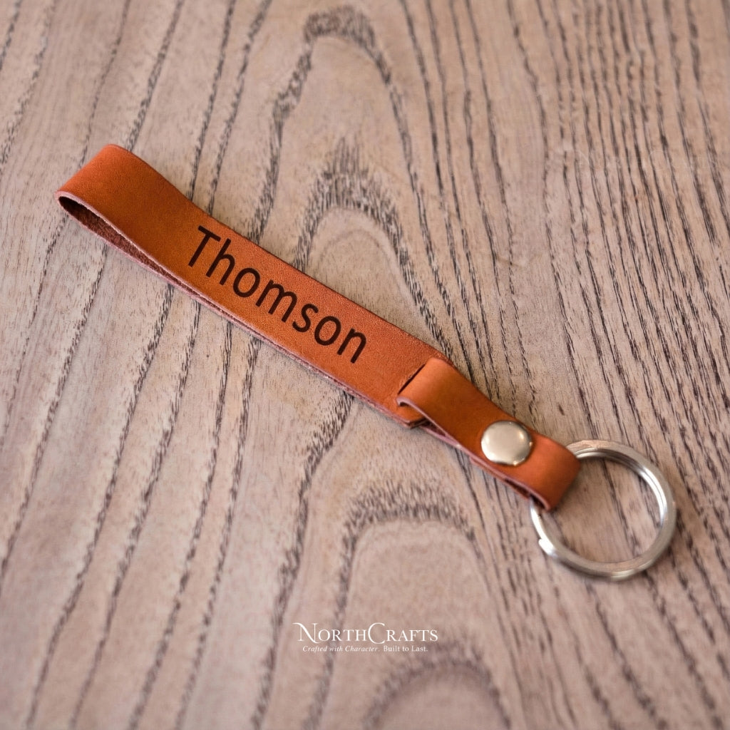 Leather Wristlet Loop Keychain with Coordinates – Personalized Handmade – NorthCrafts | NorthCrafts