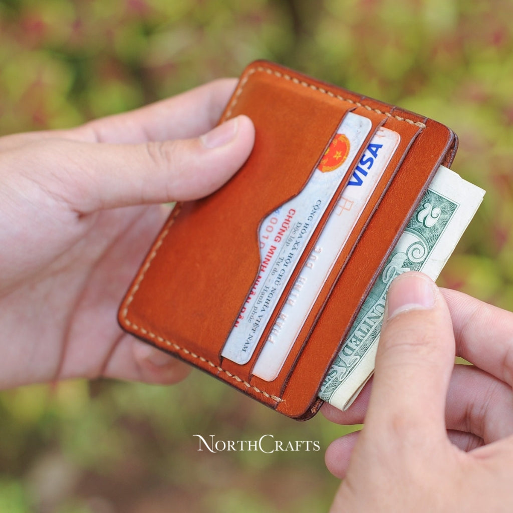 Personalized Handcrafted Minimal Leather Card Holder Wallet – NorthCrafts