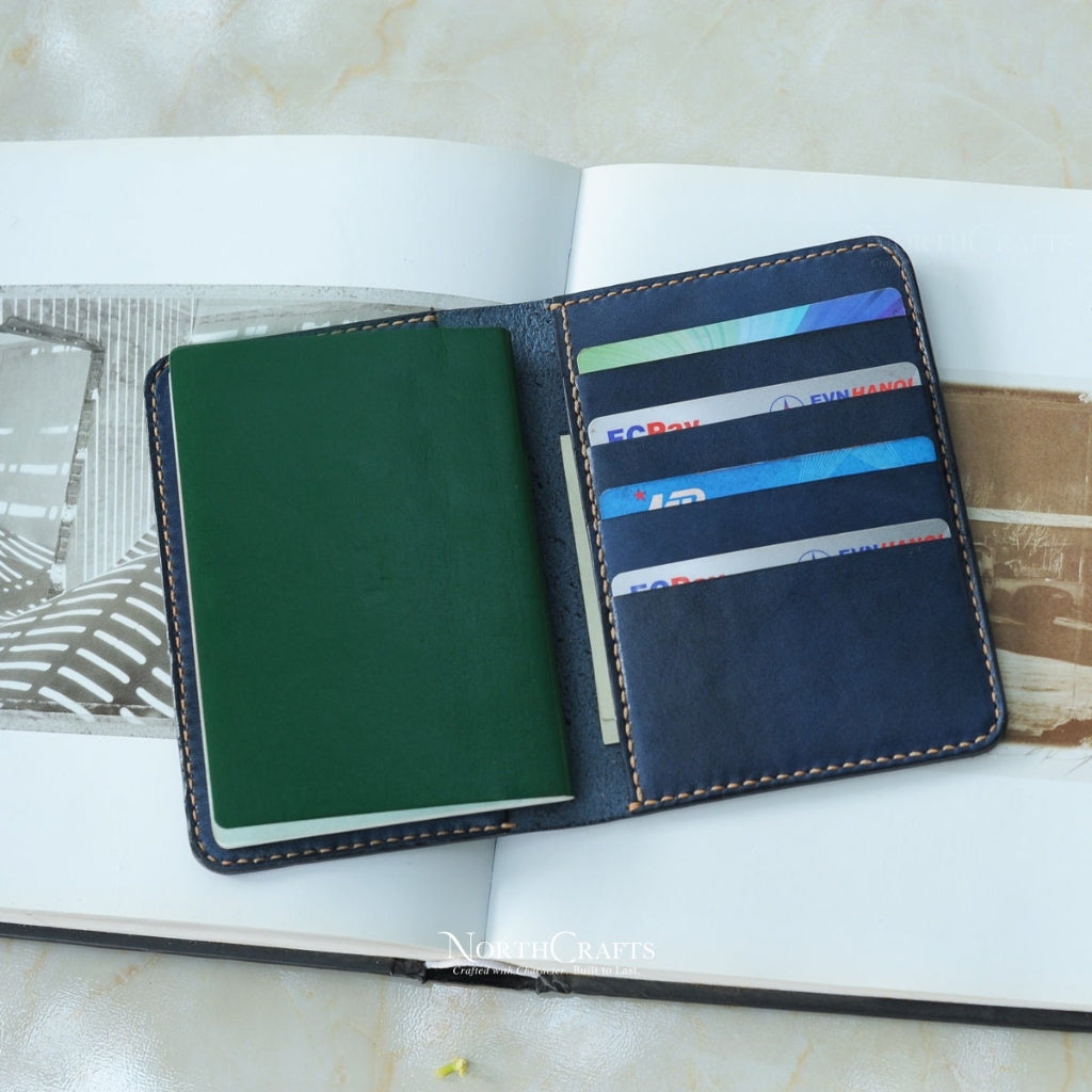 Minimal Leather Passport Cover with Card Holder – Personalized Handmade – NorthCrafts | NorthCrafts