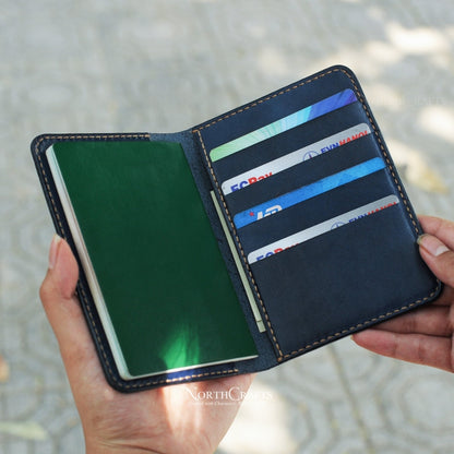 Minimal Leather Passport Cover with Card Holder – Personalized Handmade – NorthCrafts | NorthCrafts