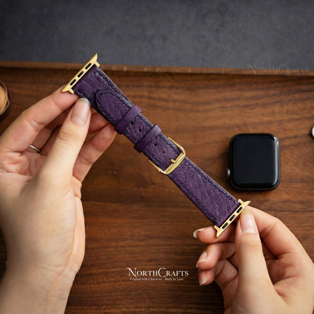 Personalized Handcrafted Ostrich Leather iWatch Band (38mm–49mm) – NorthCrafts
