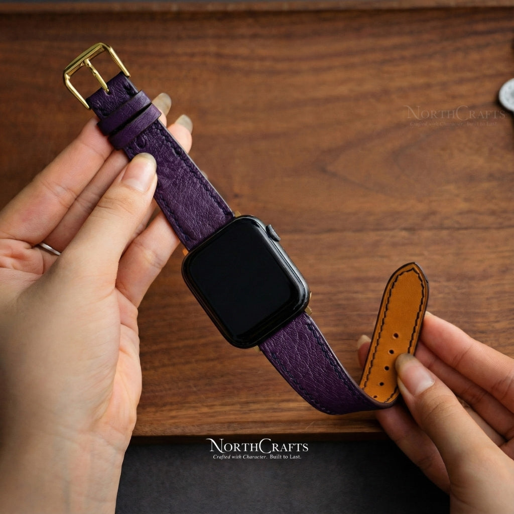 Personalized Handcrafted Ostrich Leather iWatch Band (38mm–49mm) – NorthCrafts