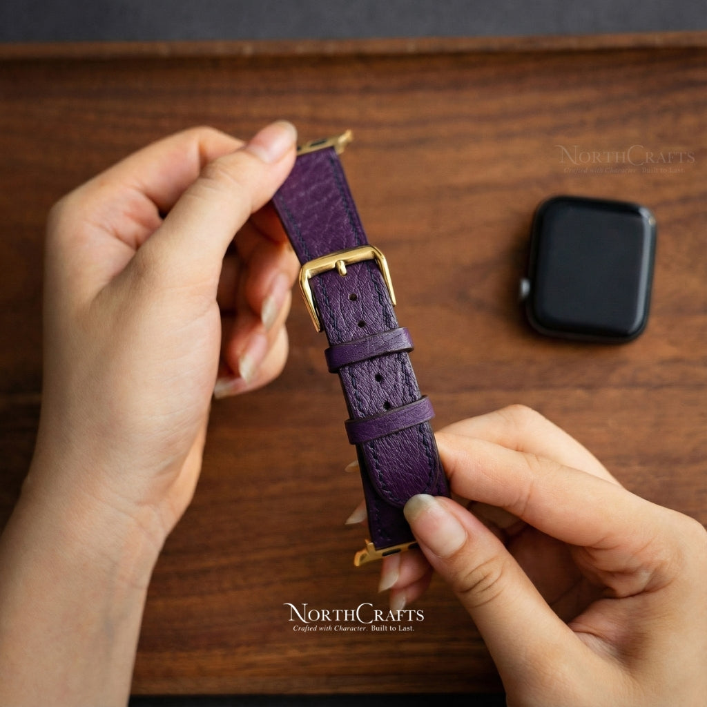Personalized Handcrafted Ostrich Leather iWatch Band (38mm–49mm) – NorthCrafts