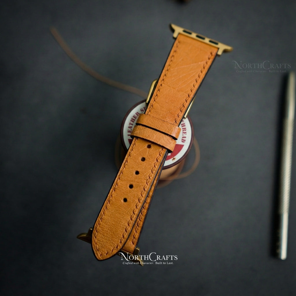 Personalized Handcrafted Ostrich Leather iWatch Band (38mm–49mm) – NorthCrafts