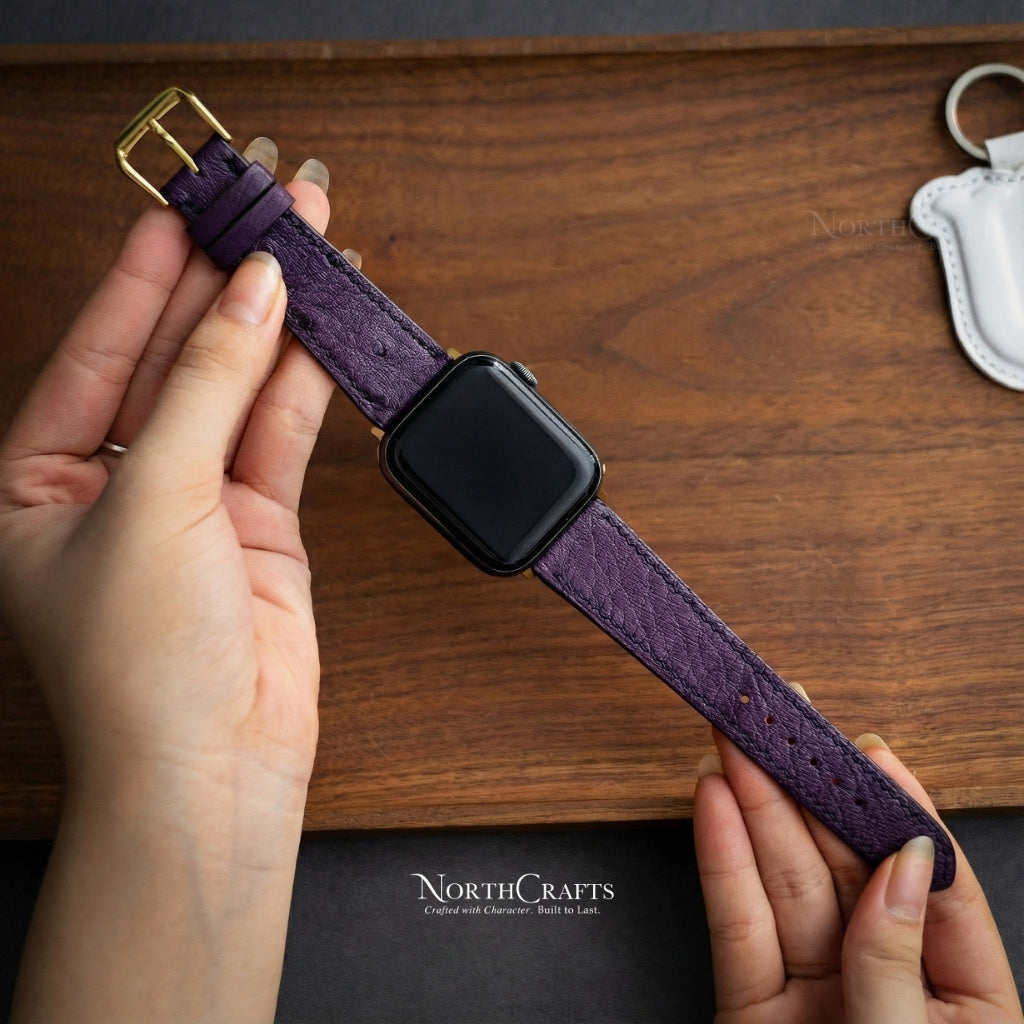 Personalized Handcrafted Ostrich Leather iWatch Band (38mm–49mm) – NorthCrafts