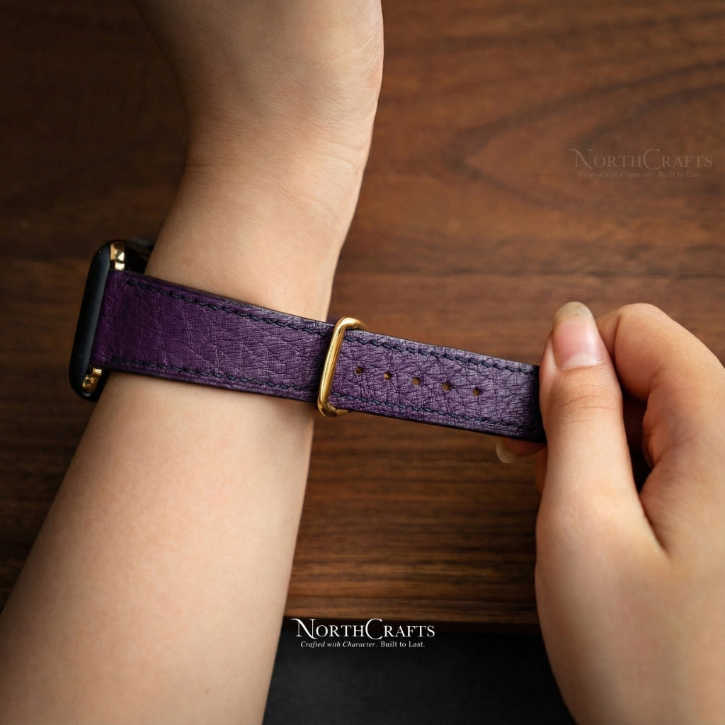 Personalized Handcrafted Ostrich Leather iWatch Band (38mm–49mm) – NorthCrafts