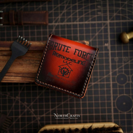 Personalized Handcrafted Square Leather Card Holder (3x3 Inch or Custom Size) – NorthCrafts