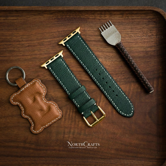 Personalized Handcrafted Teal Green Leather iWatch Band (38mm–49mm) for Apple Watch Series SE2, 11, 10, 9, 8 & 7 – NorthCrafts
