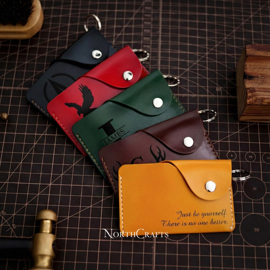 Personalized Handmade Leather Keychain Wallet & Slim Card Holder – NorthCrafts