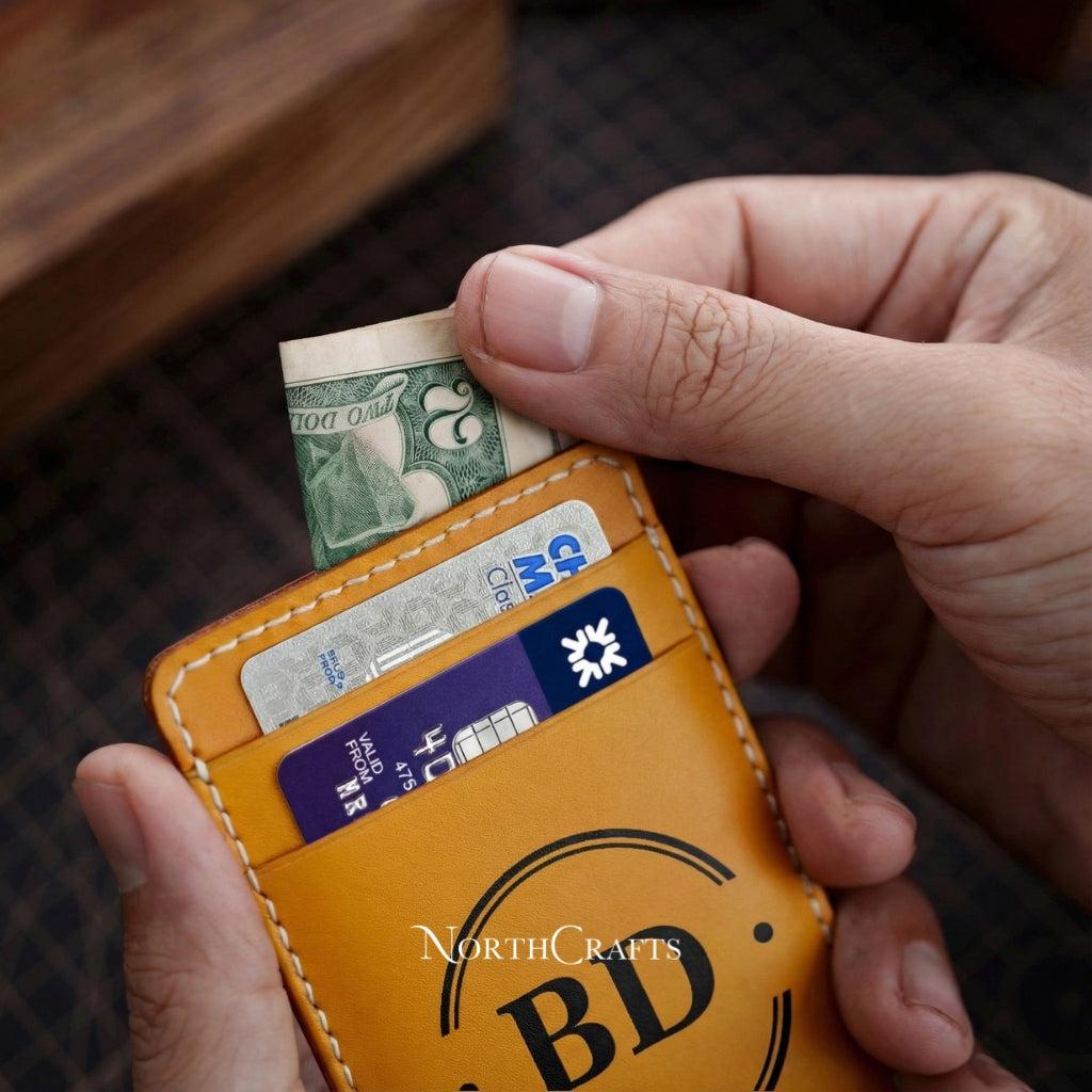 Personalized Handcrafted Vertical Leather Card Holder Wallet – NorthCrafts