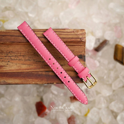 Pink Leather Watch Band for Women (8mm–14mm) – Personalized Handmade – NorthCrafts | NorthCrafts