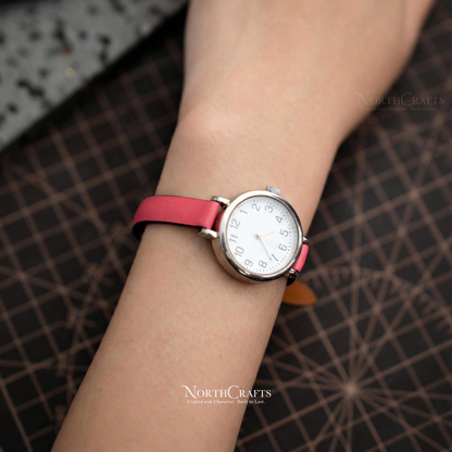 Pink Leather Watch Strap for Women (8mm–14mm) – Personalized Handmade – NorthCrafts | NorthCrafts