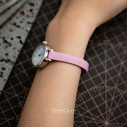 Pink Leather Watch Strap for Women (8mm–14mm) – Personalized Handmade – NorthCrafts | NorthCrafts