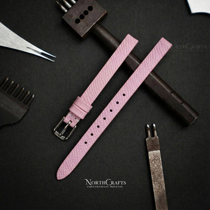 Pink Leather Watch Strap for Women (8mm–14mm) – Personalized Handmade – NorthCrafts | NorthCrafts