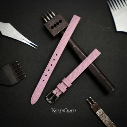 Pink Leather Watch Strap for Women (8mm–14mm) – Personalized Handmade – NorthCrafts | NorthCrafts