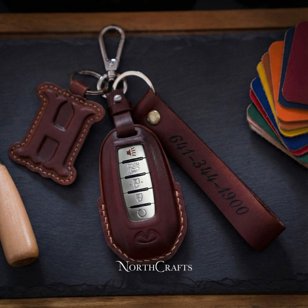 Leather Key Fob Cover for Q50, QX50 & Q60 – Personalized Handmade – NorthCrafts | NorthCrafts