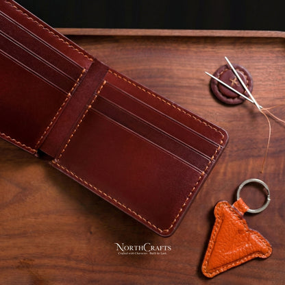 Red Leather Bifold Wallet with Inner Card Slots for Men – Personalized Handmade – NorthCrafts | NorthCrafts