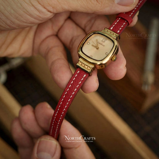 Red Leather Watch Strap for Women (8mm–14mm) – Personalized Handmade – NorthCrafts | NorthCrafts