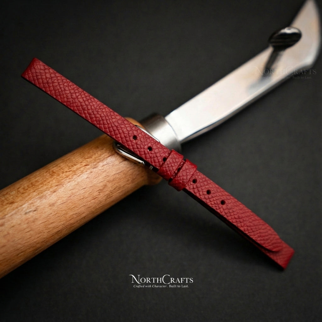 Red Leather Watch Strap for Women (8mm–14mm) – Personalized Handmade – NorthCrafts | NorthCrafts