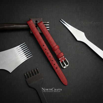 Red Leather Watch Strap for Women (8mm–14mm) – Personalized Handmade – NorthCrafts | NorthCrafts