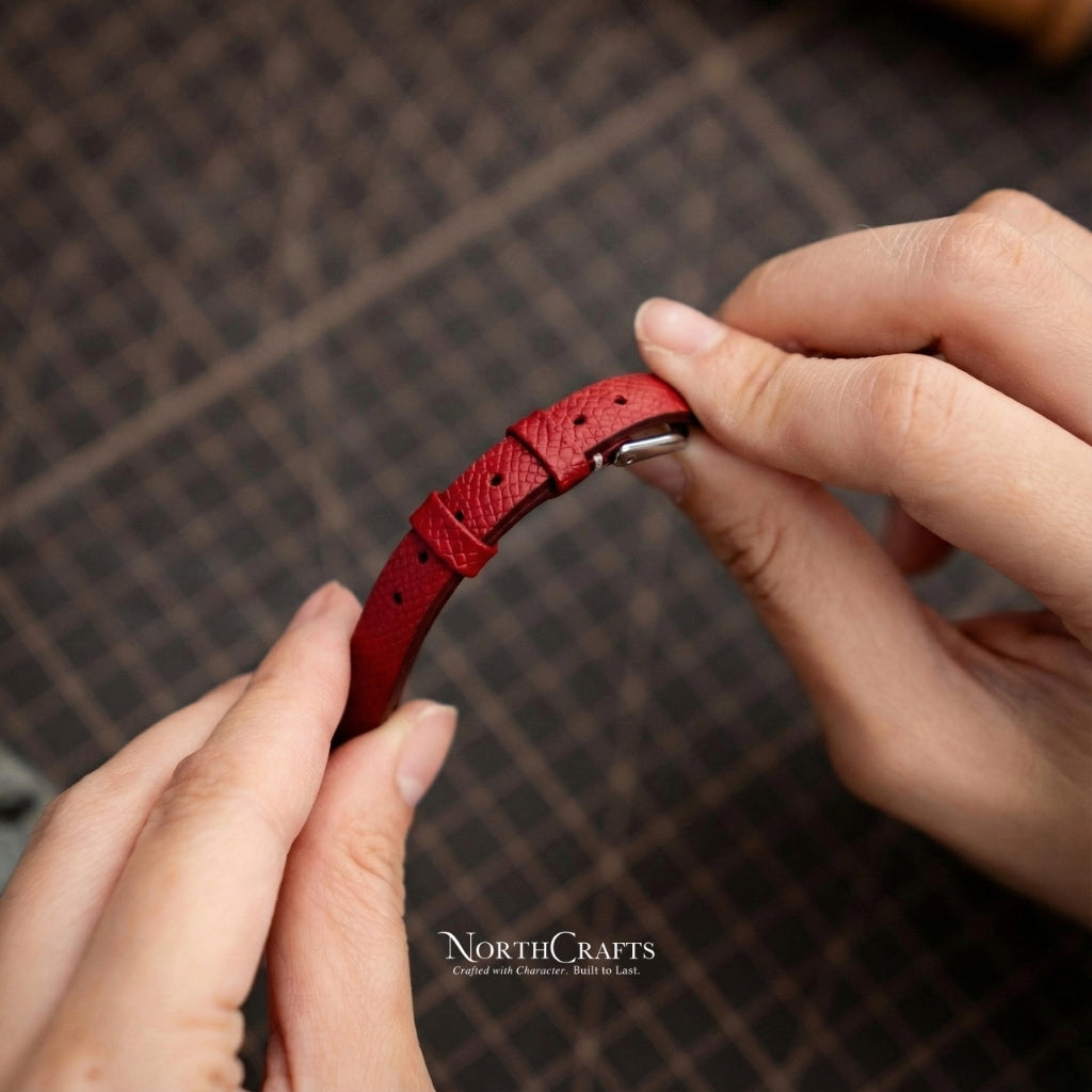 Red Leather Watch Strap for Women (8mm–14mm) – Personalized Handmade – NorthCrafts | NorthCrafts