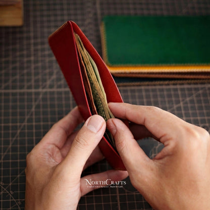 Slim Cash Envelope Long Leather Wallet for Women – Personalized Handmade – NorthCrafts | NorthCrafts