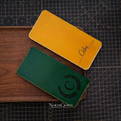 Slim Cash Envelope Long Leather Wallet for Women – Personalized Handmade – NorthCrafts | NorthCrafts