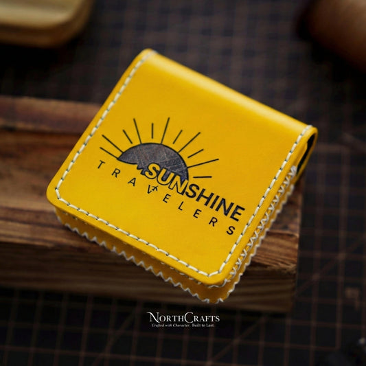 Square Leather Business Card Holder (2.5x2.5 Inch) – Personalized Handmade – NorthCrafts