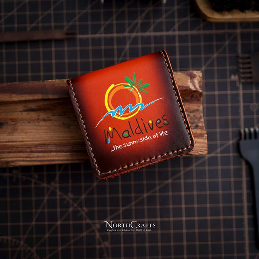 Square Leather Business Card Holder (2.5x2.5 Inch) – Personalized Handmade – NorthCrafts